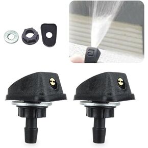 2 PCS Car Front Windshield Washer Nozzle, Fan-shaped High-flow Spray Jet Replacement for 0.31"/8mm Hole, 360-Degree Adjustable Water Outlet Nozzle, Universal Car Wiper Accessories (Black)