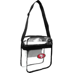 Littlearth NFL San Francisco 49ers Stadium Friendly Clear Carryall Crossbody Bag with Team Logo, 12" x 12" x 6", Clear