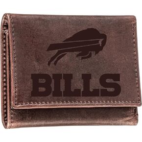 Team Sports America NFL Buffalo Bills Brown Wallet | Tri-Fold | Officially Licensed Stamped Logo | Made of Leather | Money and Card Organizer | Gift Box Included in Saudi Arabia