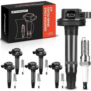 A-Premium Set of 6 Ignition Coil Pack and Iridium Spark Plugs Compatible with Ford F-150 Explorer Edge Transit-350 Mustang Flex & Lincoln MKZ MKX & Mazda 6 CX-9