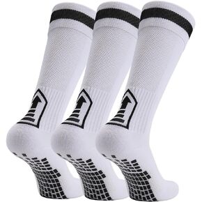 3 Pairs Kids Soccer Socks Knee High Cushioned Anti Slip Football Basketball Socks For 8-14 Years Boys Girls