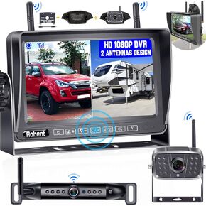 كاميرا احتياطية لاسلكية Rohent HD 1080P 2 كاميرا احتياطية لاسلكية مع شاشة لمس DVR مقاس 7 بوصات وإشارات رقمية ثابتة ونظام كاميرا الرؤية الخلفية in Kuwait