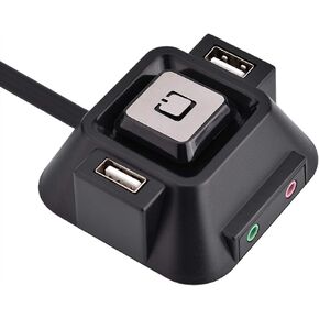 VBESTLIFE Desktop PC case Switch with Dual USB Ports, Power Reset Button, Audio Microphone Port, 1.55m Length, Super Convenient