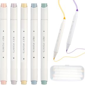 ONEDONE Bible Highlighters 5 PCS Pastel Highlighters Assorted Colors Dual Tips Morandi Colors No Bleed Highlighters with Poratable Case Cute Highlighters Aesthetic School in Kuwait