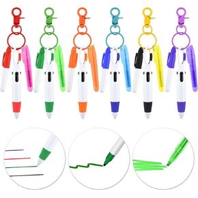 WXJ13 24 Pieces Mini Highlighter Nurse Pen Pack Set Including 6 Tip Highlighter 6 Retractable Ball Pen 6 Permanent Marker Pen and 6 Nursing Keychain Clip, Multicolor