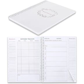 Weekly Meal Planner Notebook and Food Planner with Easy Tear off Grocery List & Expense Tracker Organizer, 52 Weeks, 10"X7", Spiral Design
