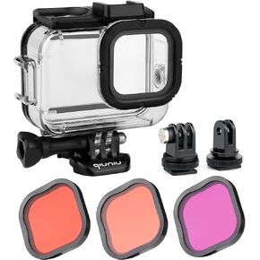 Protective Waterproof Dive Housing Case with Color-Correcting Filters (Red, Light Red, and Magenta) for GoPro Hero 9,10,11,12 Black Cameras – No Lens Removal Needed – Ideal for Underwater Photography