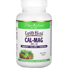 Paradise Herbs Earth's Blend Cal-Mag Supplement, Support Supports Bone Health, Vegan, Non-GMO, Gluten Free, 90 Vegetarian Capsules