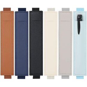 Honbay 6PCS Elastic Band Pen Holder PU Leather Pen Sleeve Pouch Journal Pencil Holder for Notebook Planners Binders and Books (6 Color)