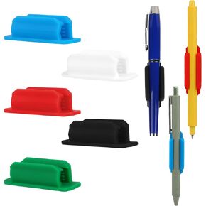 simarro Pencil Holder Clips, 5/10Pcs Self-Adhesive Silicone Pen Holder Clip for Desk Fridge Whiteboard Board Erase Bulletin Board Paint Brush Stick Marking Pen(5Pcs Color)