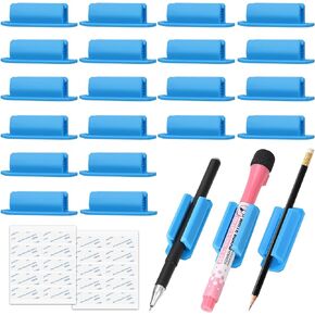 BOBOKA 20Pcs Pencil Holder for Desk, Adhesive Pen Holder for Classroom Clipboard Attachment, Silicone Pencil Holder & Marker Holder for School Office Desk Accessories, Teacher Supplies