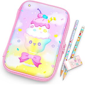 Blippo® Cute Pencil Case for Girls - Pink Pencil Case for School - Kawaii Pencil Case for Kids - Pencil Box for Girls’ School Stuff - Large Pencil Case Organizer Hard Shell - Kawaii School Supplies
