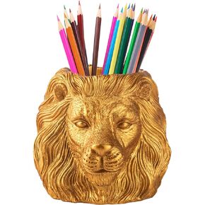 Lion Pencil Holder For Desk Golden Pen Holder For Desk Organizer Office Supplies