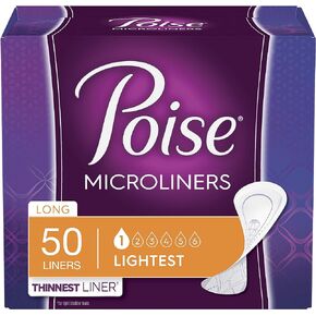 Poise Microliners, incontinence panty liners, lightest absorbency, regular, 54 Count, PACK OF 2