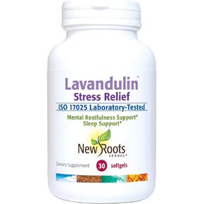 NEW ROOTS HERBAL Lavandulin™ Stress Relief Supplement – Organic Lavender & VIT E – Reduce Restlessness, Mental Stress & Exhaustion – (30 softgels)