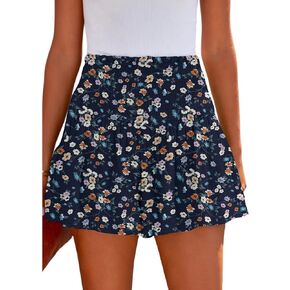 BeadChica المرأة عادية لطيف الصيف السراويل مرونة عالية الخصر مطوي كشكش مريح Flowy قصيرة بناطيل الشاطئ-Prints-XXL in Kuwait