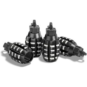 Aluminum Valve Stem Caps, 4 Pcs Creative Styling Car Wheel Tire Valve Caps for Car Truck Motorcycle Bike (Black)