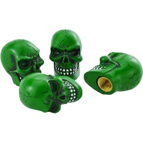 Skull Car Tire Rim Caps Skeleton Bike Wheel Air Valve Stem Covers for Most Vehicles Bicycles Motorcycles, Black