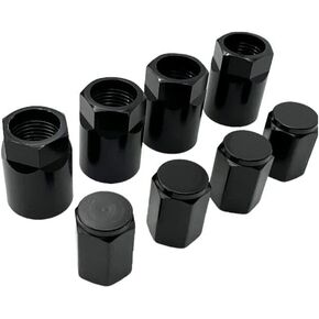 NNR 8 Piece Set TPMS Valve Stem Cover and Valve Caps Aircraft Aluminum Black Anodized Finish (Short) in Saudi Arabia