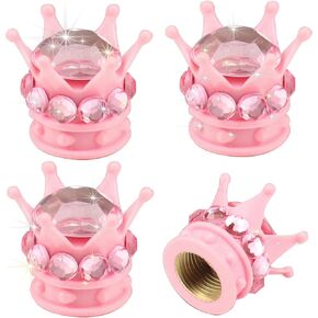 Sikawai Crown Tire Valve Stem Caps Sparkling Handmade Crystal Rhinestone Universal Chrome Crown Tire Valve Caps,Attractive Dustproof Glitter Bling Accessories for Car/Bike/Motorcycle - Diamond Black