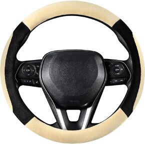 SEG Direct Black Plush Winter Auto Car Steering Wheel Cover Universal 15 inch