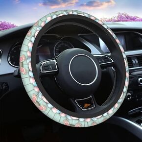 Swono Butterfly Purple Steering Wheel Cover for Men Women Abstract Purple Butterfly and Flower On The Black Universal 15 Inch Auto Neoprene Case Anti-Slip Car Wheel Protector