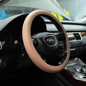 Car Steering Wheel Cover- Universal Car Accessory for Diverse Cars,Anti Slip Odorless Black, for Steering Wheel with a Diameter of 14.5"-15"（Silicone,Pink）