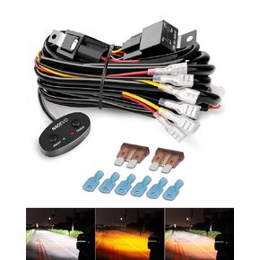 NAOEVO 18AWG 80W Dual Color Wiring Harness Switch 2 Leads, Dual Relay Switch 12V Kit for 2 Lights for Car Boat Truck