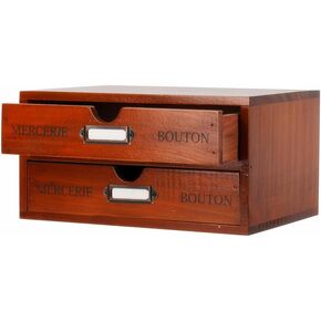 Wooden Storage Box Rustic Desktop Organizer with 3 Drawers Office Desk Accessories Shelf Small Craft Storage Containers Apothecary Cabinet and Chest Jewelry Holder for women(BLACK)