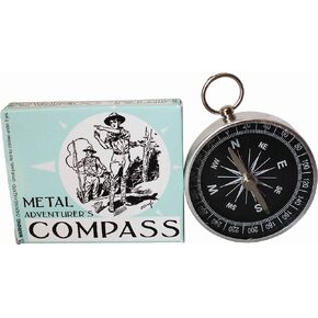 House of Marbles Adventurer's Portable Metal Compass, Pocket-Size Navigation Tool for Kids when Camping, Walking, Orienteering, Hiking, Boating, for Party Filler, Goodie Bags or Stocking Fillers