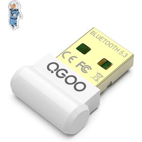 USB Bluetooth Adapter for PC - QGOO Bluetooth Dongle 5.3 EDR, Wireless Bluetooth Receiver for Desktop Computer Laptop Bluetooth Windows 8.1/10/11（white-078）