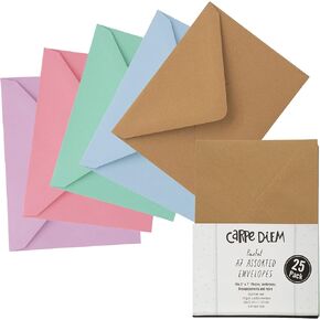 Pukka Pad, Carpe Diem Gummed Envelopes for Greeting Cards and Invitations - Pack of 25 Pastel Envelopes - A7, 5.25 x 7.25 in