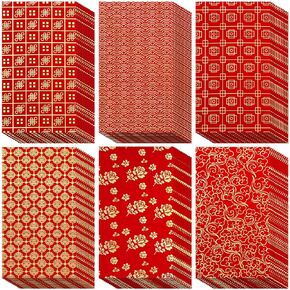 Marspark 60 pcs Chinese New Year Red Envelopes 2025 Chinese Red Packets Hong Bao Gift Spring Festival Lucky Money Envelopes 6 Designs 3.5 x 6.7 Inches(Modern Pattern)