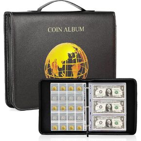 Coin Collection Holder Album Book for Collectors,200 Pockets Coins Collecting Album & 30 Pockets Paper Money Stamp Page Album Supplies for Collectors (200 coins+30 paper money binder) in Saudi Arabia