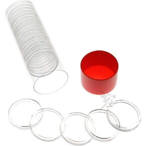Red Capsule Tube & 20 Direct Fit T-30 Air-Tite Coin Holder Capsules for Half Dollars by OnFireGuy
