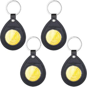 4 Pieces Coin Holder Keychains Fit for AA Medallion Coin Quarter Challenge Coin Waterproof Scratch-Resistant Black PU Leather Keychains