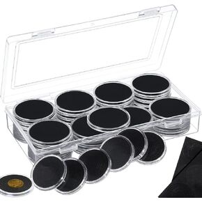 72 Pieces 46mm Coin Capsules and 6 Sizes (20/25/30/35/40/46mm) Protect Gasket Coin Holder Case with Plastic Storage Organizer Box for Coin Collection Supplies