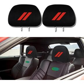 2PCS Universal Car Headrest Covers Car Seat Head Rest Cover Protector Soft and Comfortable Compatible with Challenger Charger（Red）