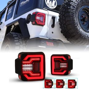 WOLFSTORM LED Tail Lights Fit for 2018 2019 2020 2021 2022 2023 Jeep Wrangler JL/JLU with Dynamic Running Turn Lights Design,2018-2023 Jeep Wrangler JL LED Tail Light Assembly,1 Pair(Clear Lens)