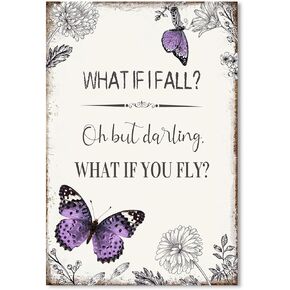 YPY Inspirational Quotes Canvas Wall Art, Butterfly Poster Pictures Wall Decor, Rustic Vintage Home Decorations for Bedroom Teen Girls Room 10"x15"