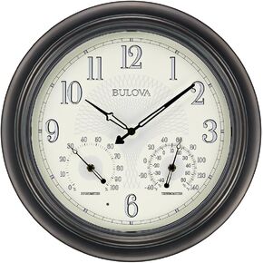 Bulova C4813 Weather Master Wall Clock, 18", Black
