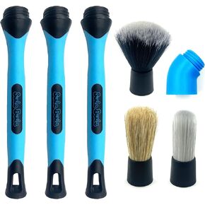Sudz Budz® Car Detailing Brushes Set of 3 | Mixed Ultra-Soft Bristles, Changeable Brush Heads, Elbow Adapter | No Scratch Cleaning for Interior, Exterior, Dashboard, Engine Bay, Vents, Leather, Wheels
