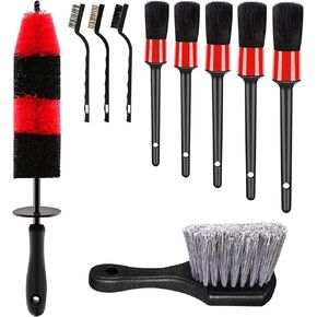 10Pcs Wheel Brush Kit for Cleaning Wheel and Tire, Car Detailing Brushes Set, Tire Brush, Bendable & Durable Car Wheel Rim Cleaner Brush Set for Wheels, Dashboard, Engine