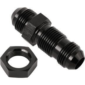3AN Male Flare Straight Bulkhead Fitting Adapter with 3AN Nut Aluminum Black