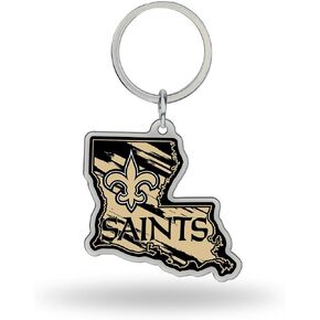 Rico Industries NFL Football New Orleans Saints State Shape Keychain 2 x 3-"