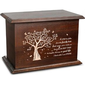Cremation Urn for Ashes for Women Men Decorative Wooden Urns for Human Pets Handmade Tree of Life Keepsake Burial Funeral Caskets for Adults Up to 270 LBS