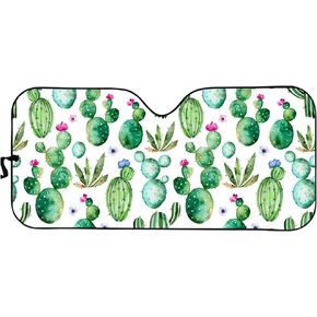 Car Windshield Sunshade Cactus Print Auto Front Window Sun Shade Universal Fit Foldable Sun Visor Vehicle Accessories, Keep Your Car Cool