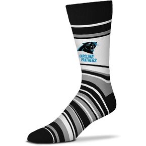 FBF NFL Adult Striped Dress Socks - Premium Quality - Machine Washable - Perfect for Game Day and Everyday Wear (Carolina Panthers - Black)