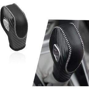 UGSHY 1 PC Car Leather Gear Shift Knob Cover, Automatic Transmission Car Boots Shifter Lever Knob Trim, Compatible with Ford Maverick Esports Mondeo Carnival Edge Escort (Black)