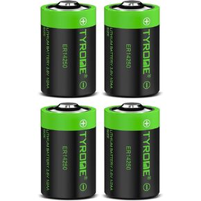 1/2 AA Size LS 14250 ER14250 3.6 Volt 1200 mAh Lithium Batteries 4 Pack, Tyrone Batteries Compatible for Dogwatch Dog Collar and Some of Movement Monitor/Home Security System/Alarm System